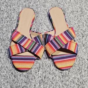 J.Crew Women's Multistripe Cora crisscross sandals Multi-Color Sandals sz 9.5